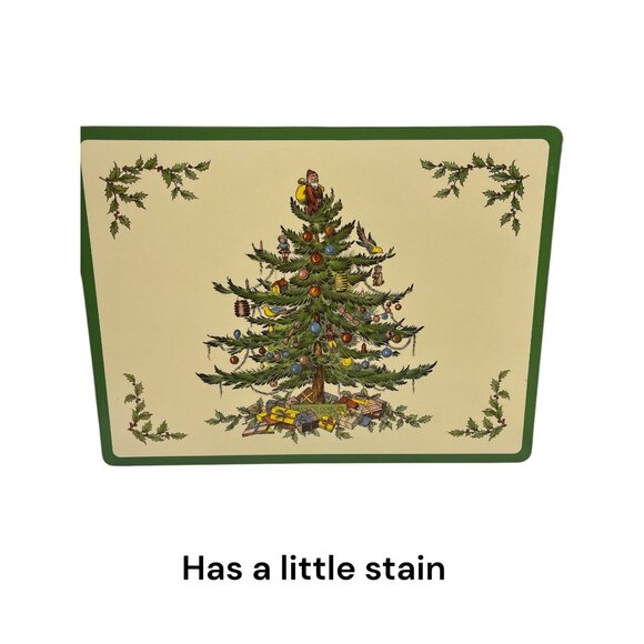 Spode Christmas Tree Dessert Tray & 4 Placemats Set - Picture 7 of 10